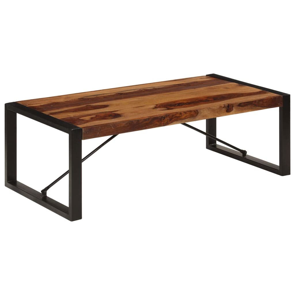 Solid Sheesham Wood Coffee Table with Steel Legs X677562