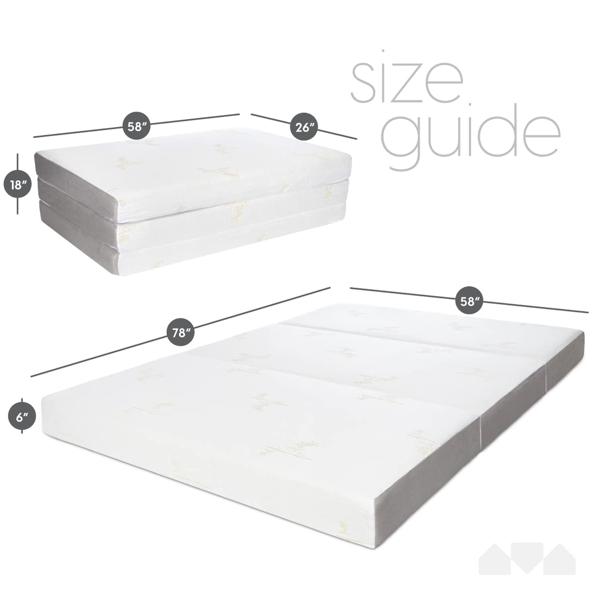 Queen Size 6 inch Memory Foam Trifold Mattress D720392