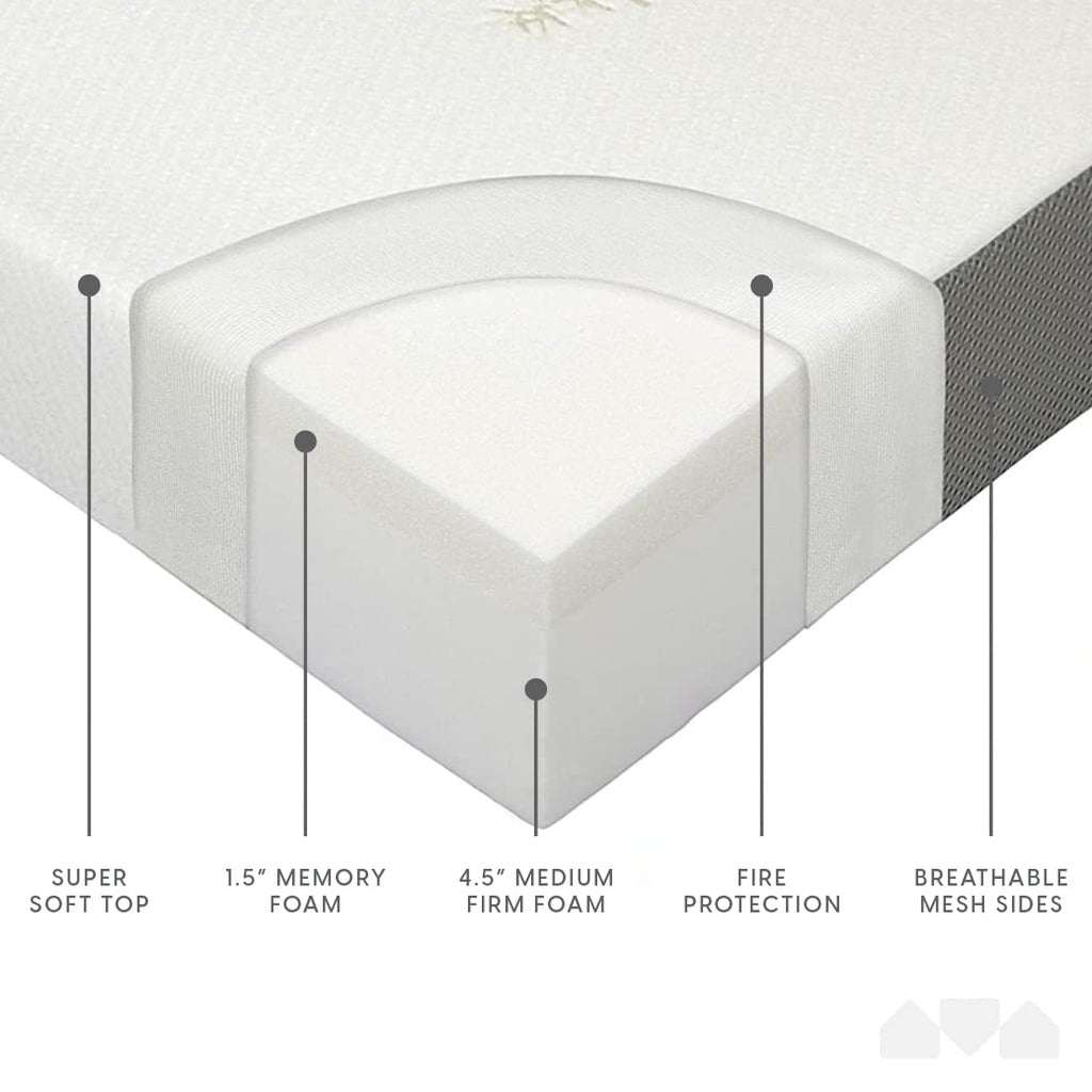 Queen Size 6 inch Memory Foam Trifold Mattress D720392