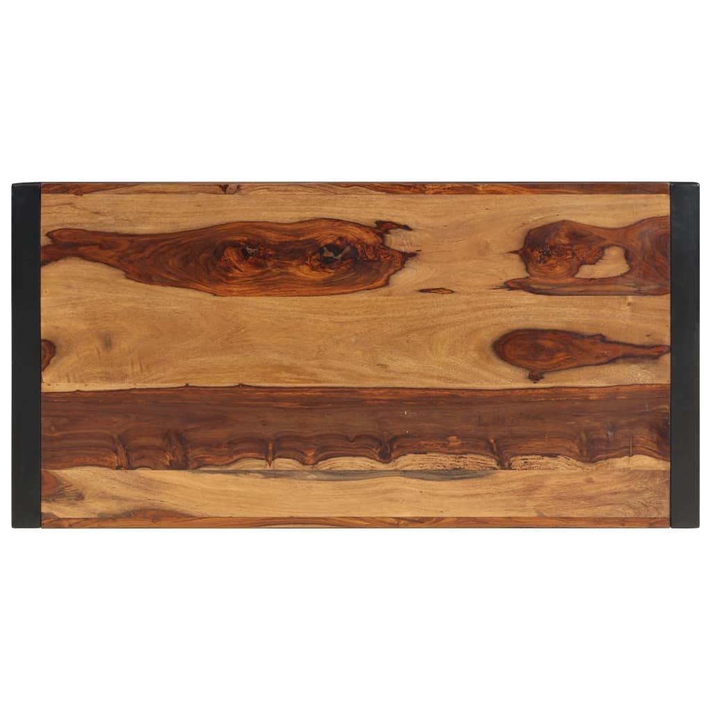 Brown Rectangular Sheesham Wood Coffee Table with Steel Legs Z862
