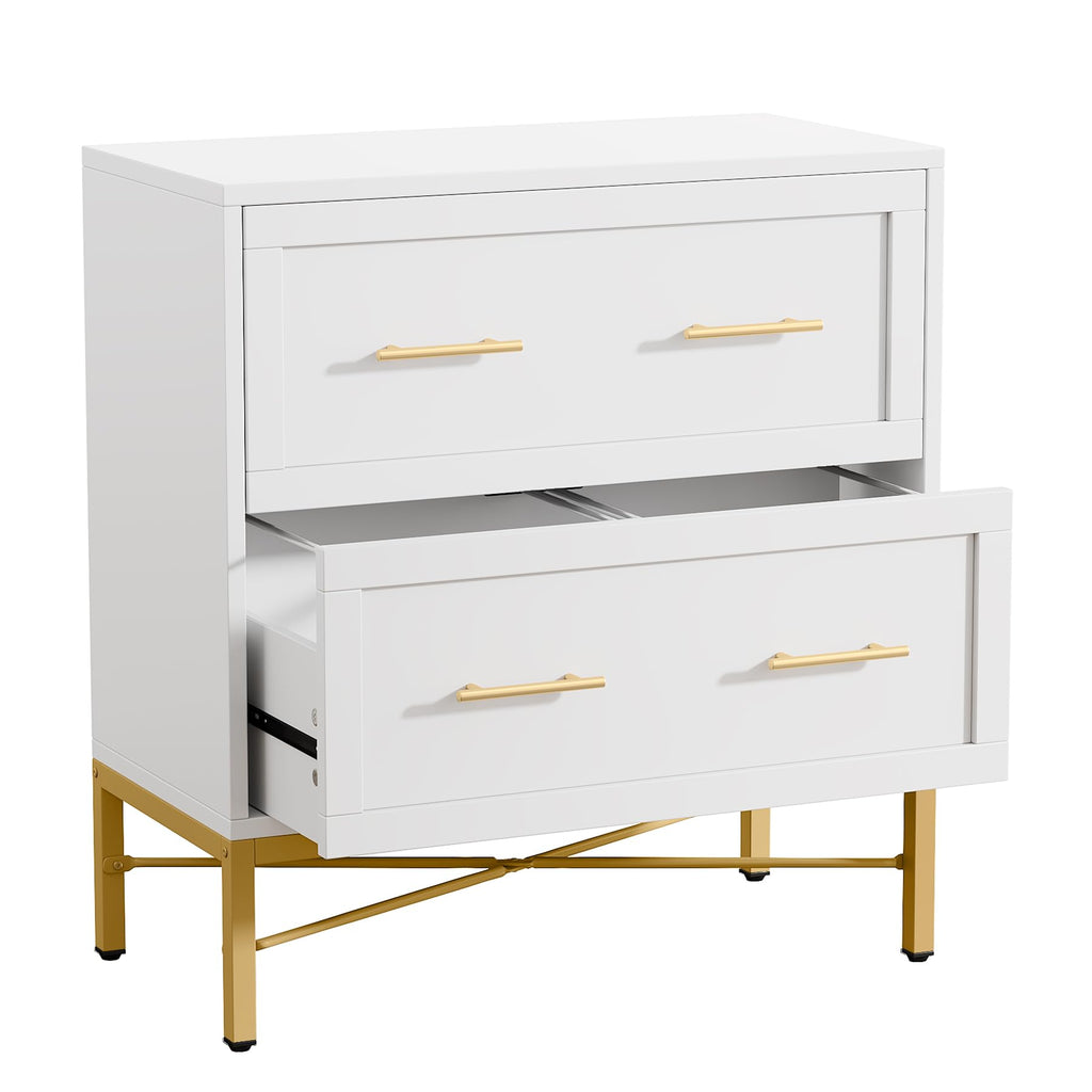 White 2 Drawer Wood File Cabinet D9582
