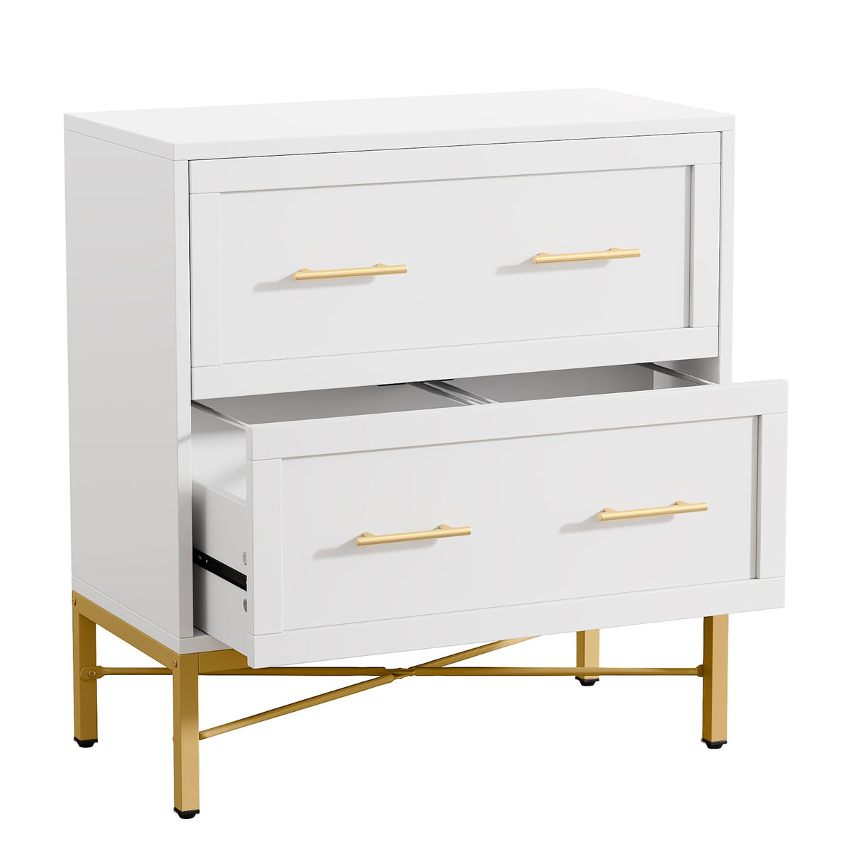 White 2 Drawer Wood File Cabinet D9582