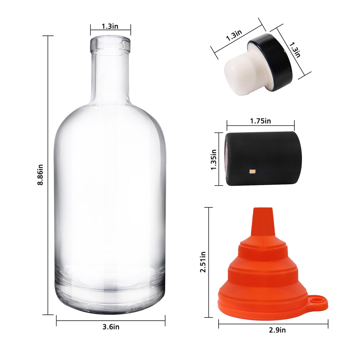 4 Pack 25oz Clear Glass Bottles with Cork Lids W34551
