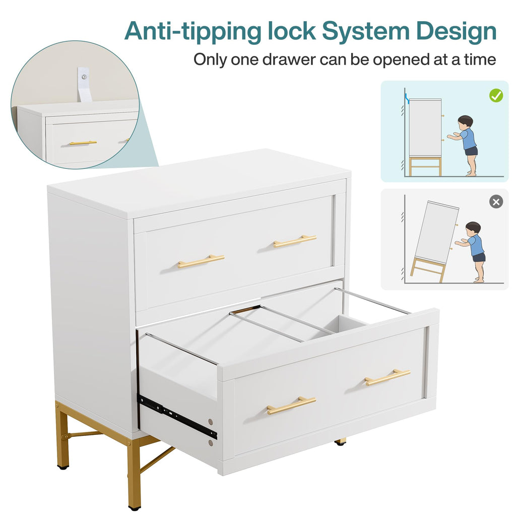 White 2 Drawer Wood File Cabinet D9582