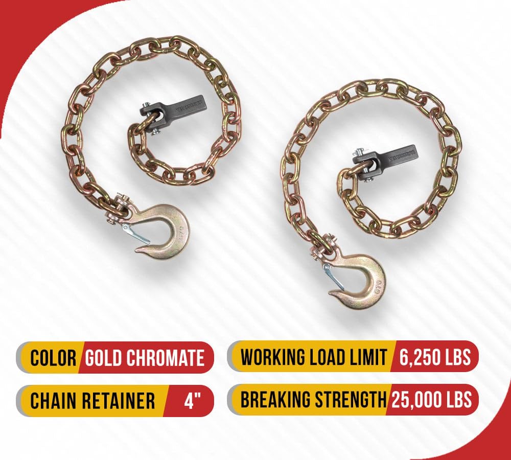 4 Pack 36 inch Grade 70 Trailer Safety Chain with Clevis Snap Hook G762035
