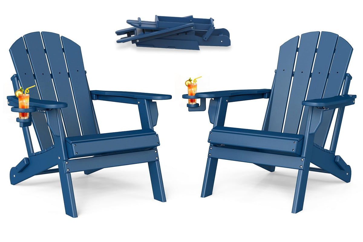 Folding Adirondack Chairs Set of 2 Blue HDPE U425
