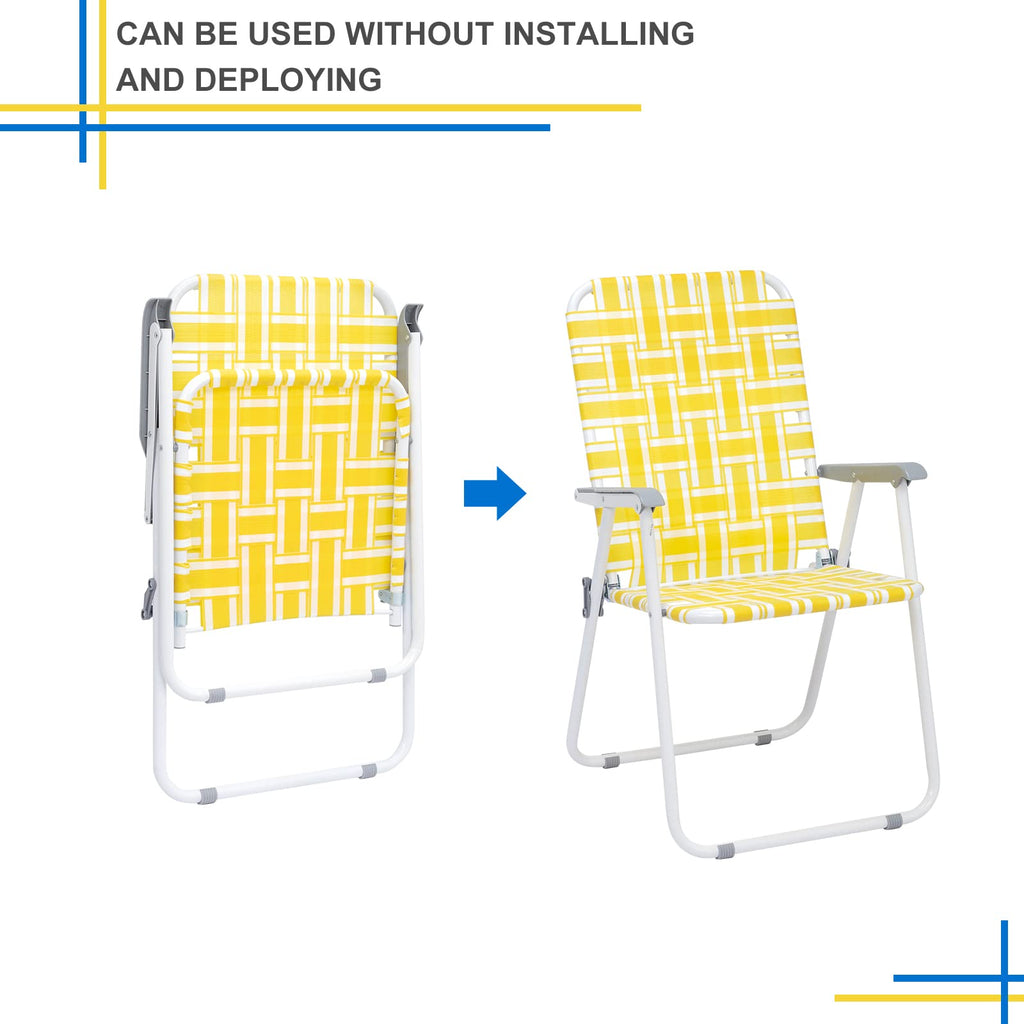 Folding Webbed Camping Chair Set of 2 Yellow L513391