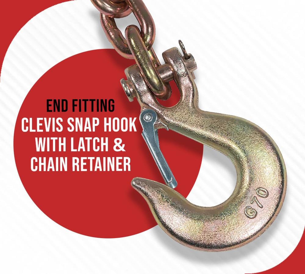 4 Pack 36 inch Grade 70 Trailer Safety Chain with Clevis Snap Hook G762035