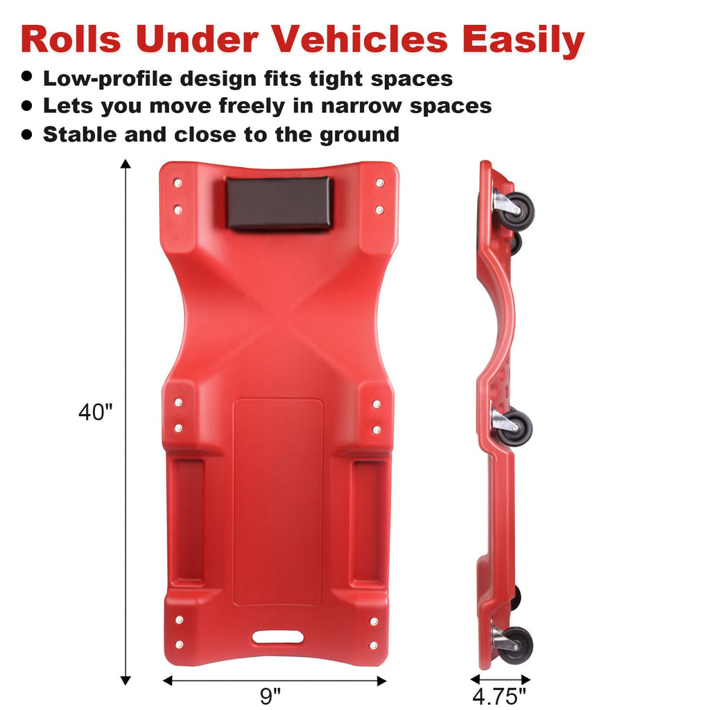 40 Inch Heavy Duty 500 lbs Rolling Car Creeper with Padded Headrest N276168