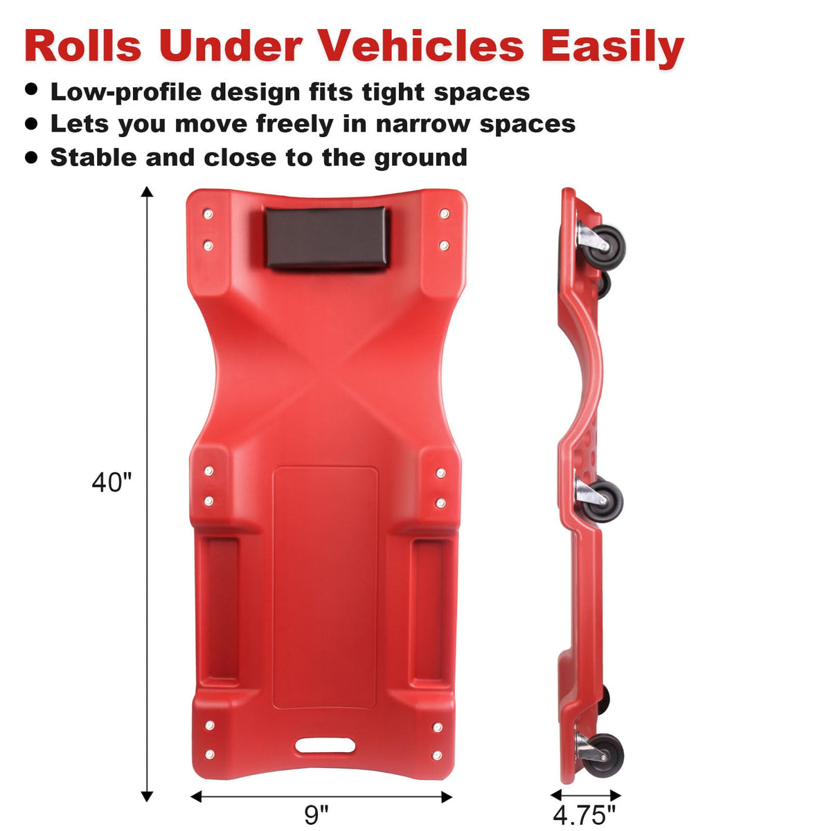 40 Inch Heavy Duty 500 lbs Rolling Car Creeper with Padded Headrest N276168