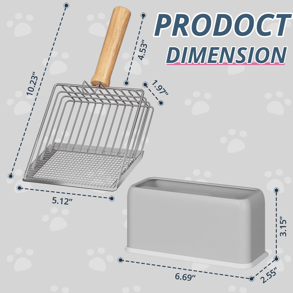 Metal Litter Scoop with Beech Wood Grip Q410