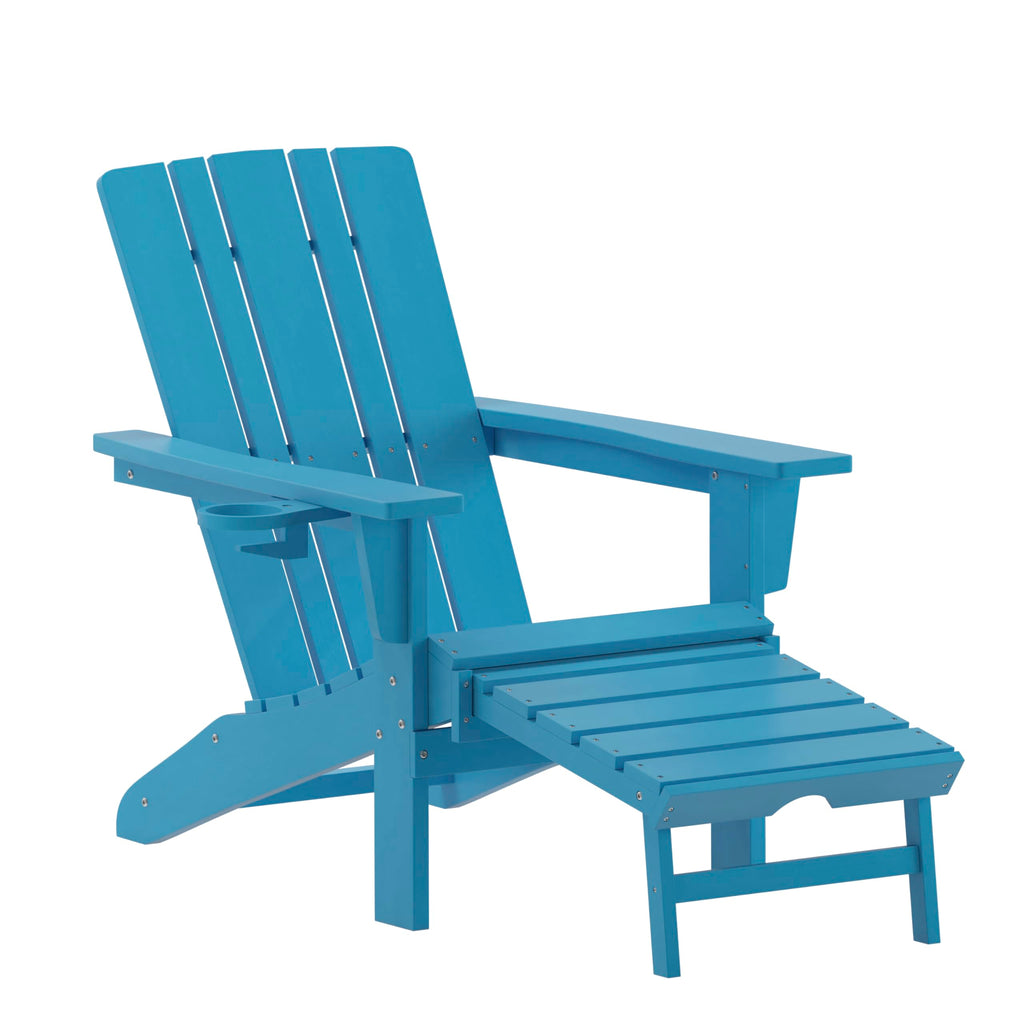 Blue Adirondack Lounge Chair with Ottoman E40192
