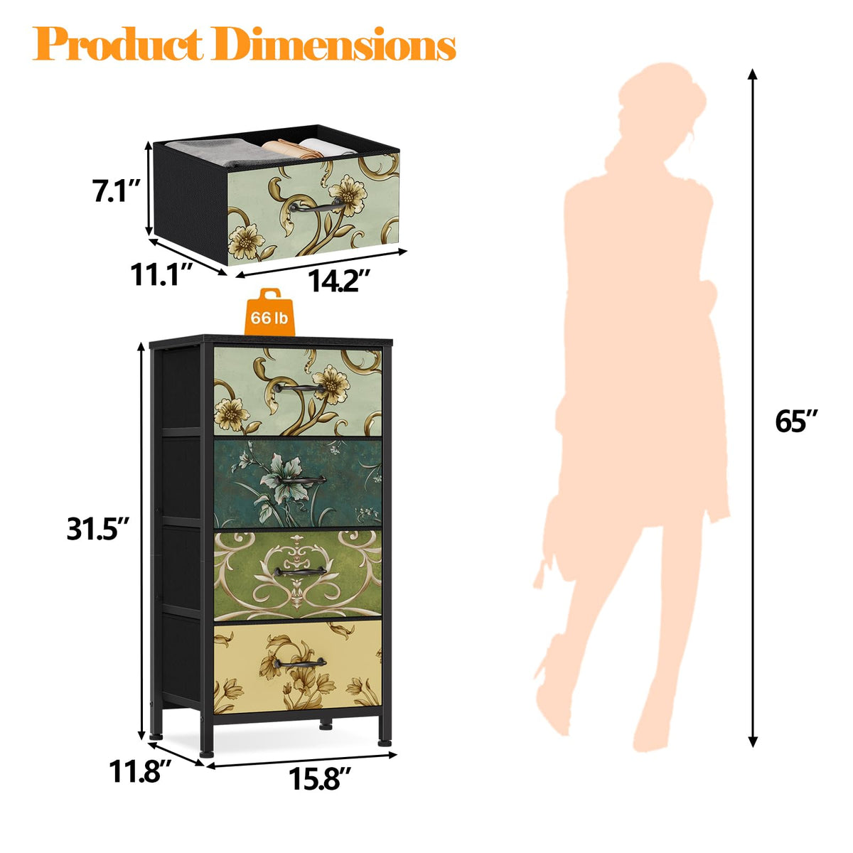 4 Drawer Fabric Dresser S415432