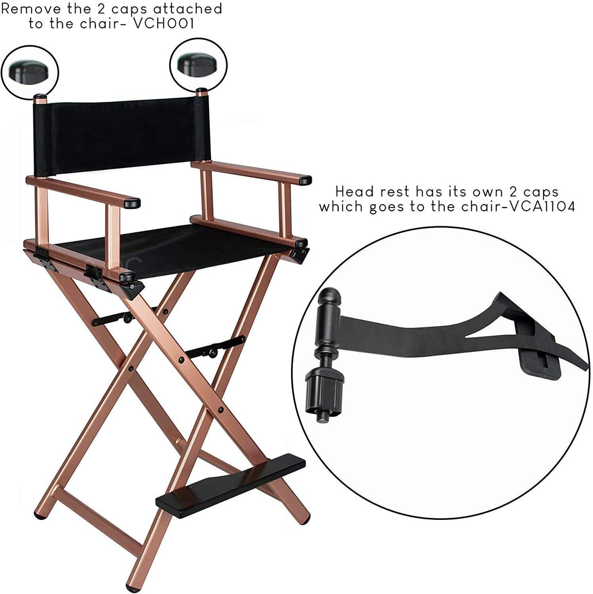 Portable Foldable Aluminum Director's Chair with Headrest M107349