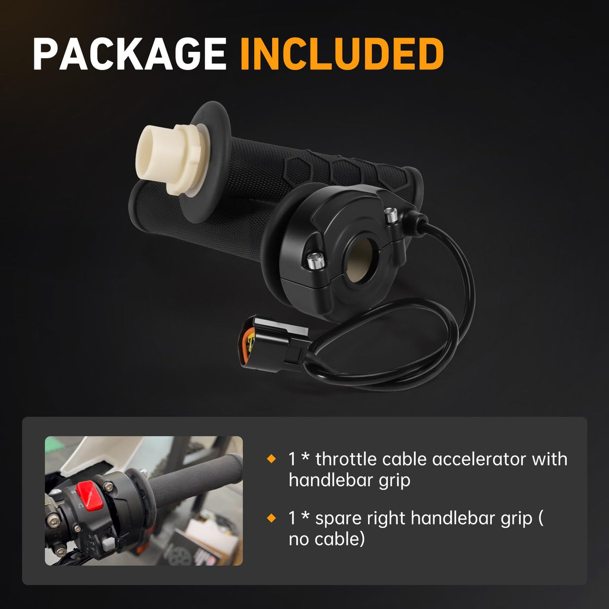 Electric Throttle Handle Assembly with Cable and Spare Right Handlebar Grip V992
