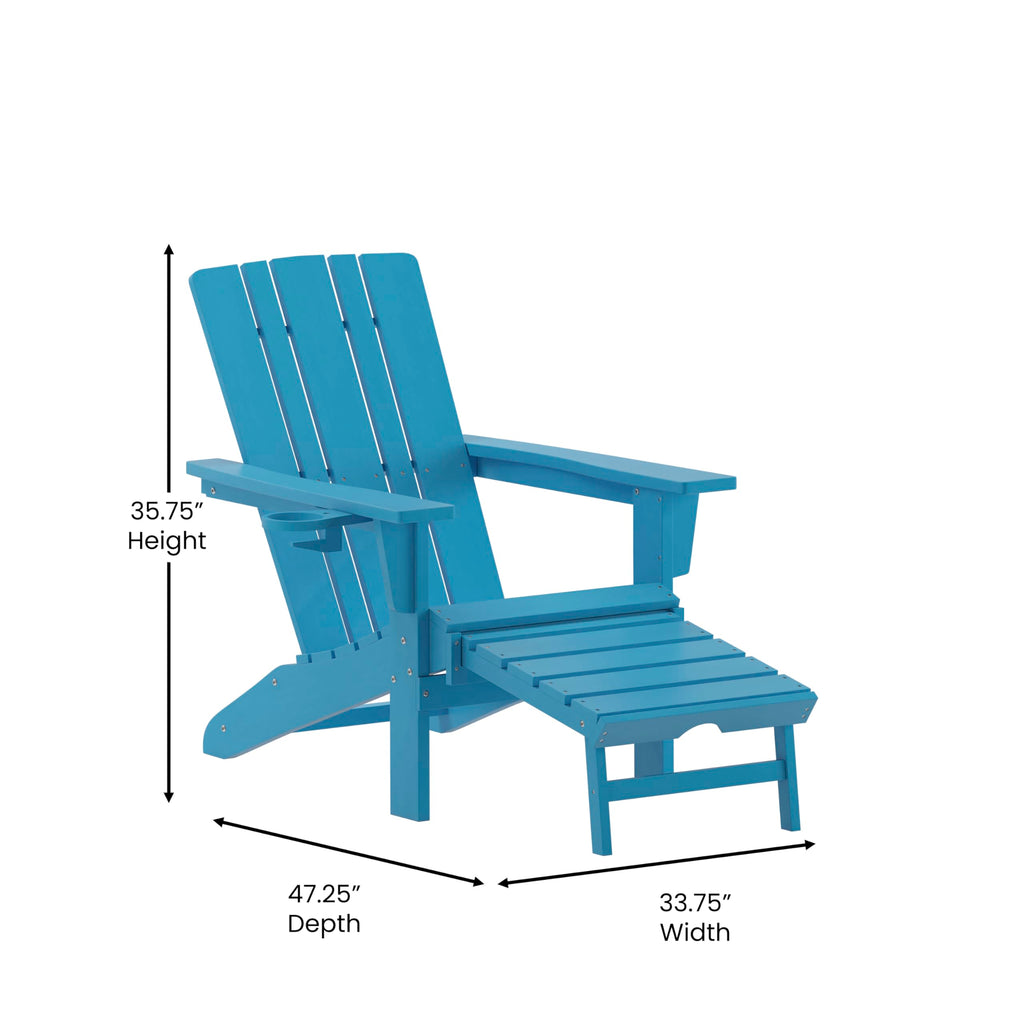 Blue Adirondack Lounge Chair with Ottoman E40192