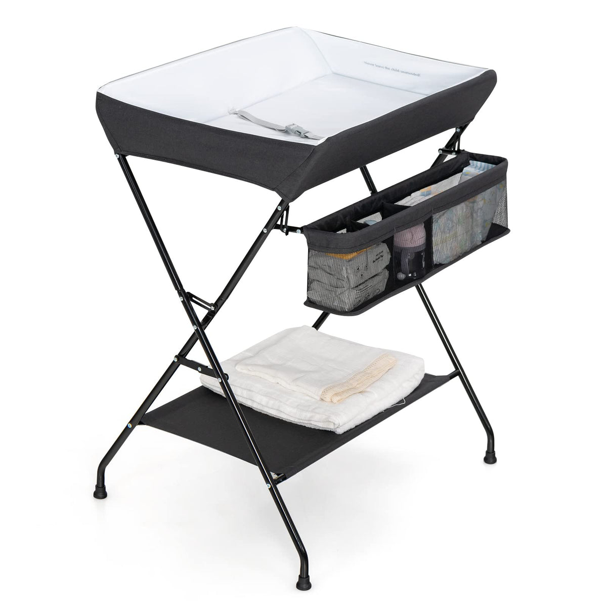Portable Baby Changing Table with Safety Belt Black L8378