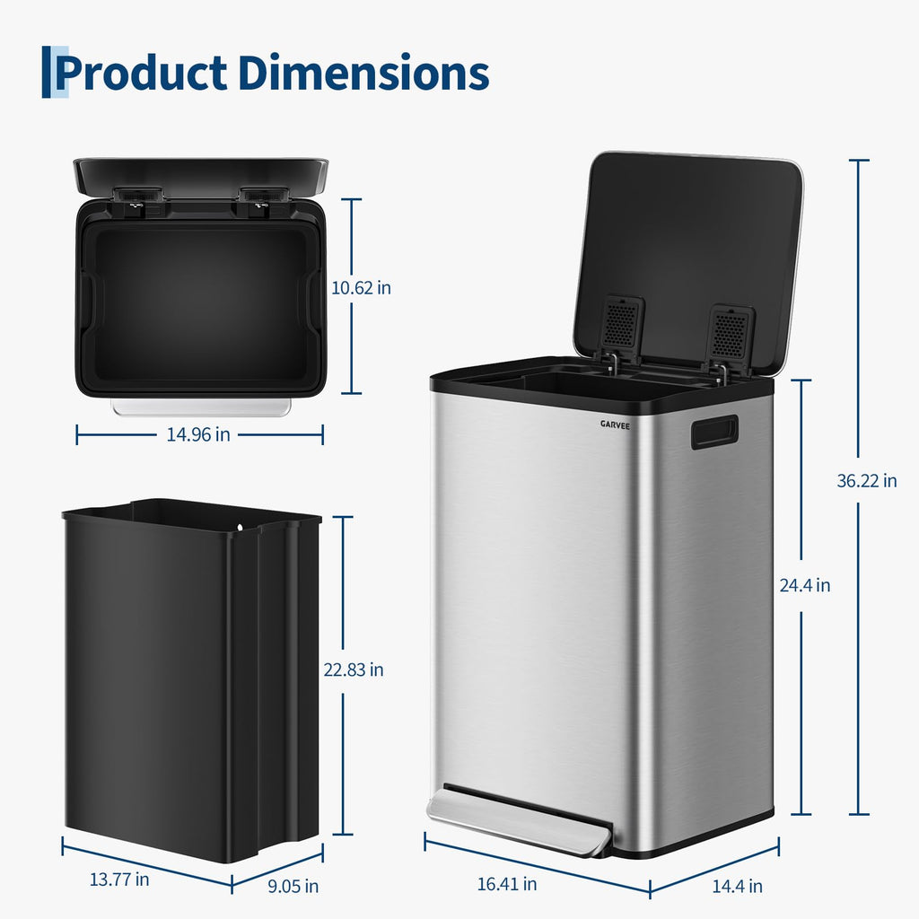 13 Gallon Stainless Steel Step-on Trash Can O33135