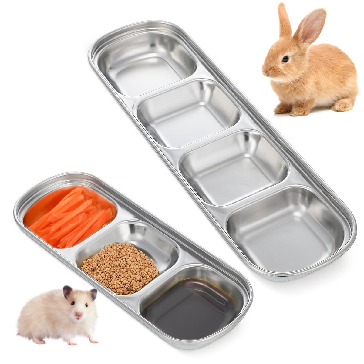 Stainless Multi-Grid Divided Feeding Tray 2 Pack F41835