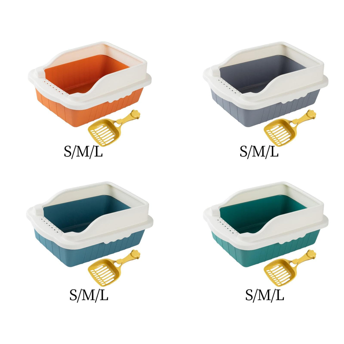 Orange Cat Litter Box with Sifting Spoon A96825