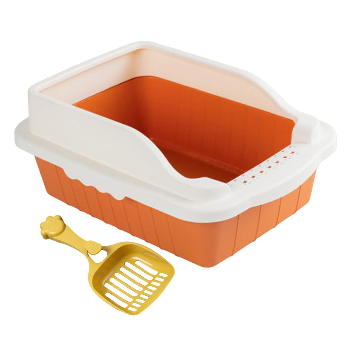 Orange Cat Litter Box with Sifting Spoon A96825
