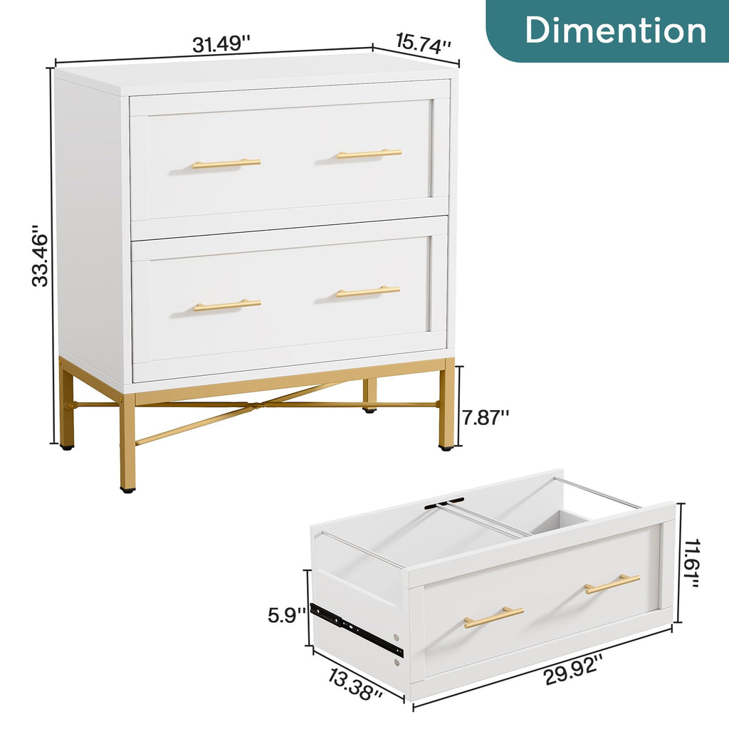 White 2 Drawer Wood File Cabinet D9582