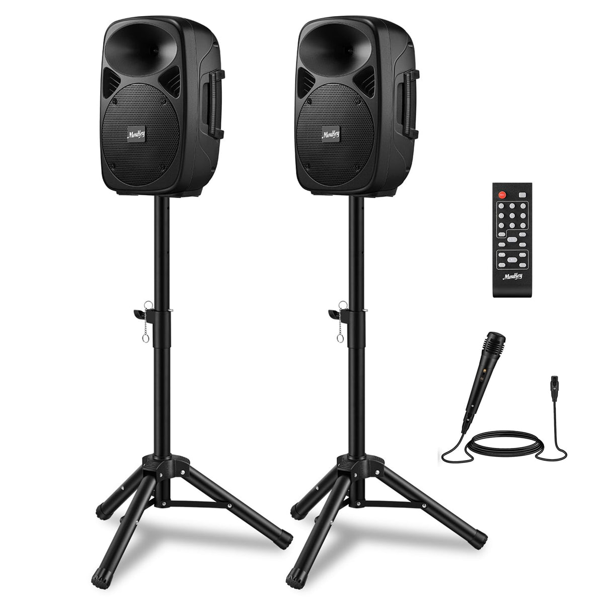 8 Inch Rechargeable Bluetooth PA System with Tripod Stands, Wired Mic K994