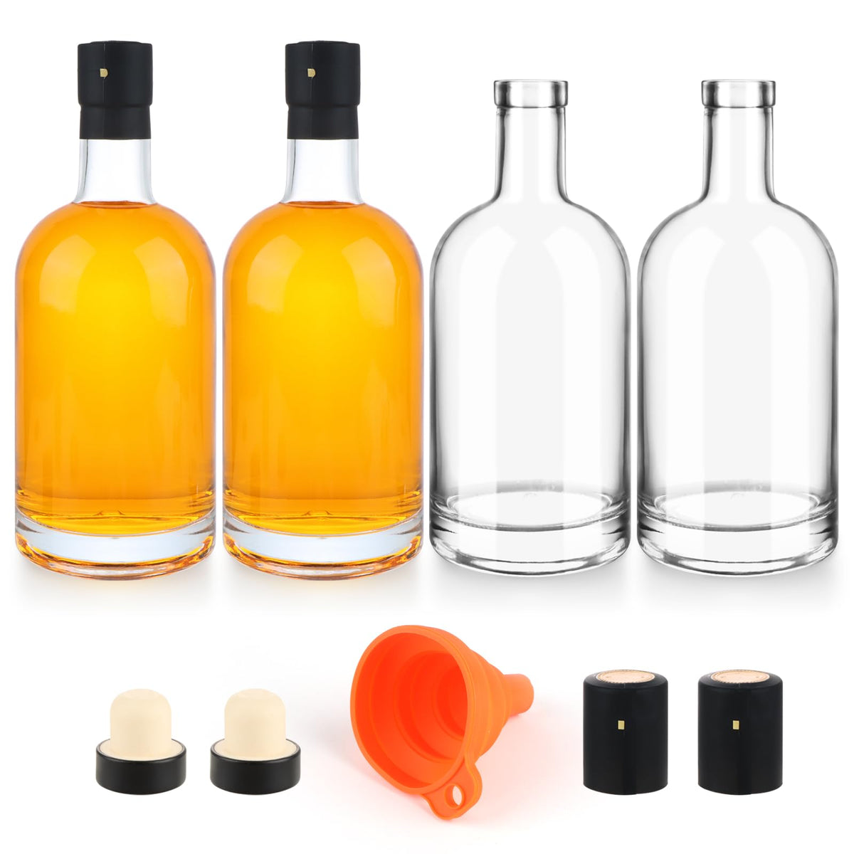 4 Pack 25oz Clear Glass Bottles with Cork Lids W34551