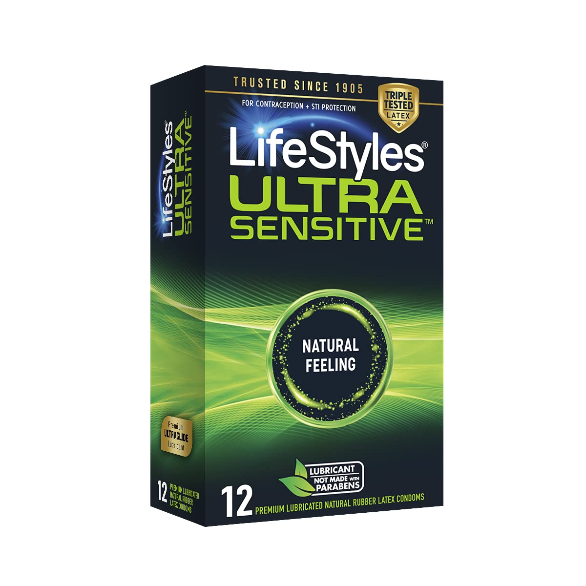 Ultra Sensitive Lubricated Latex Condoms, 12 Count P7405