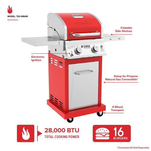 2 Burner Gas Grill with Foldable Shelves I6380