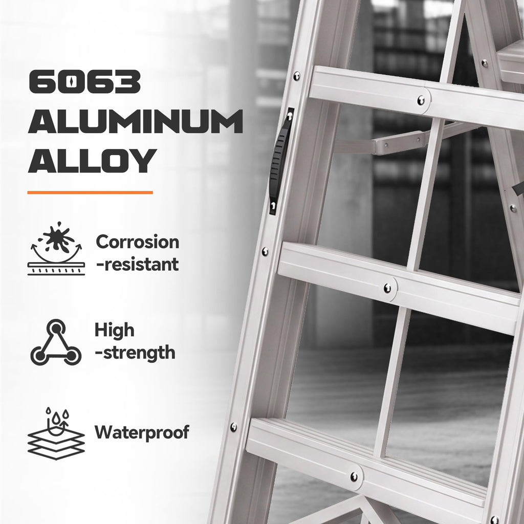 Aluminum Foldable 5-Step Ladder with Wide Anti-Slip Pedal G404