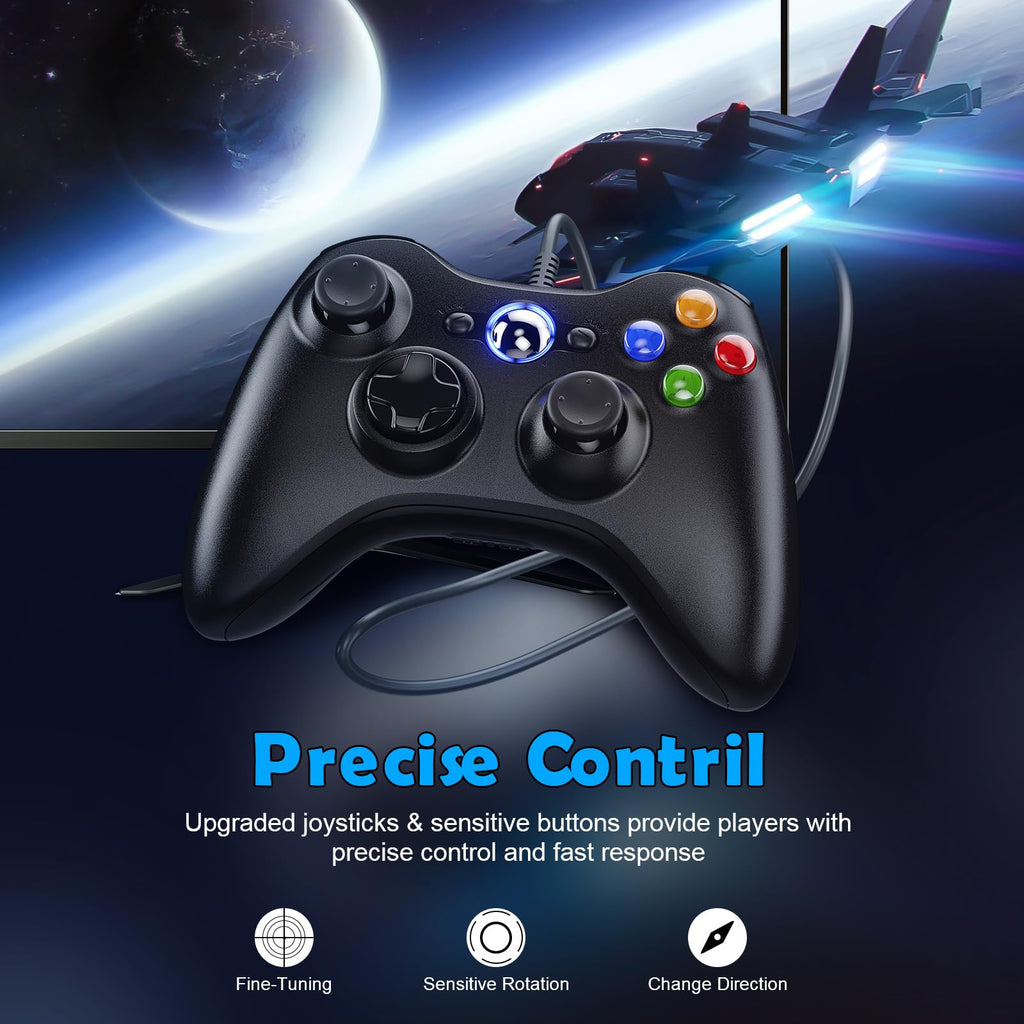 10ft Wired Controller with Upgraded Joystick, Double Shock, 2.5mm Audio Jack - 2 Pack B519