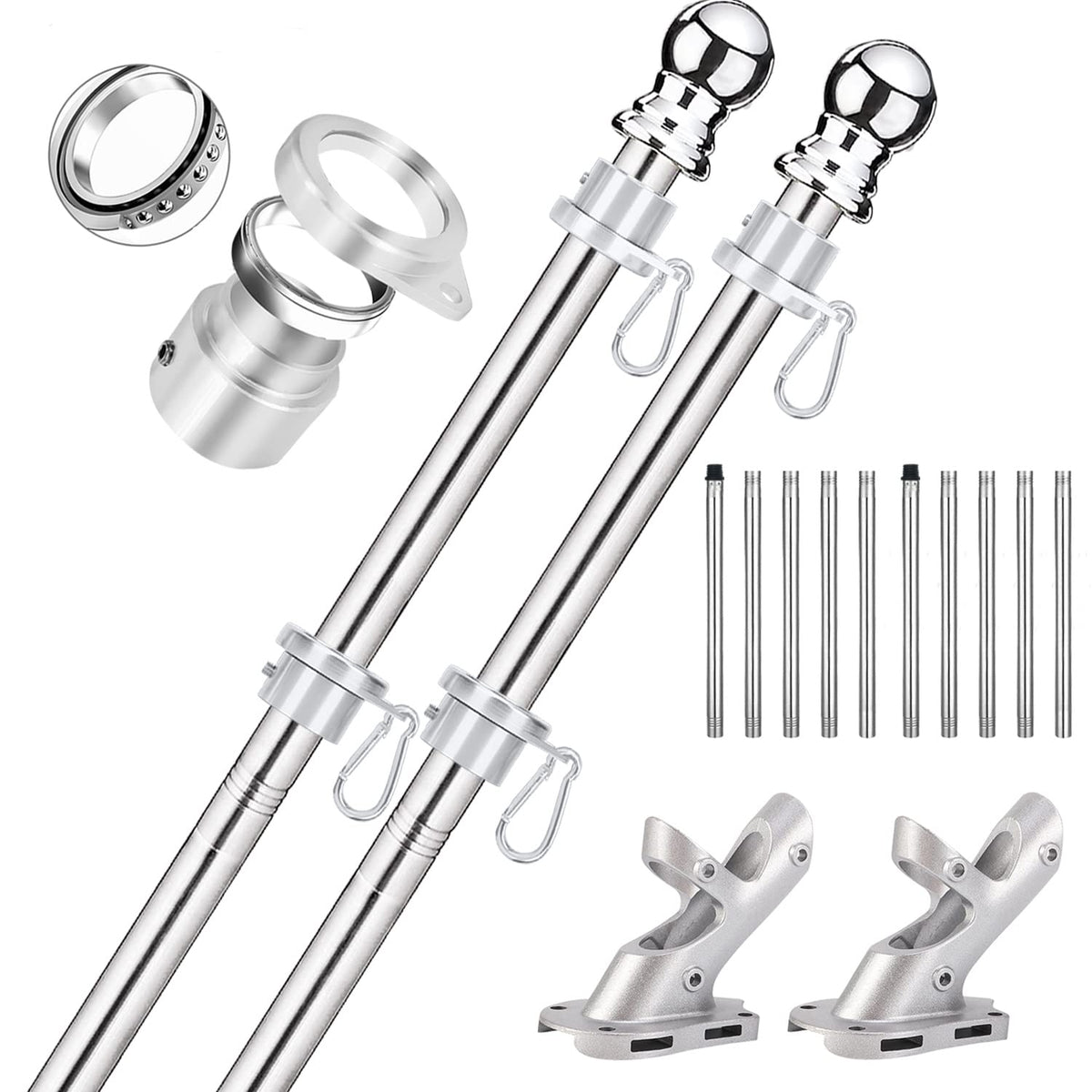 2 Pack 6 ft 1 inch Flag Poles G183776