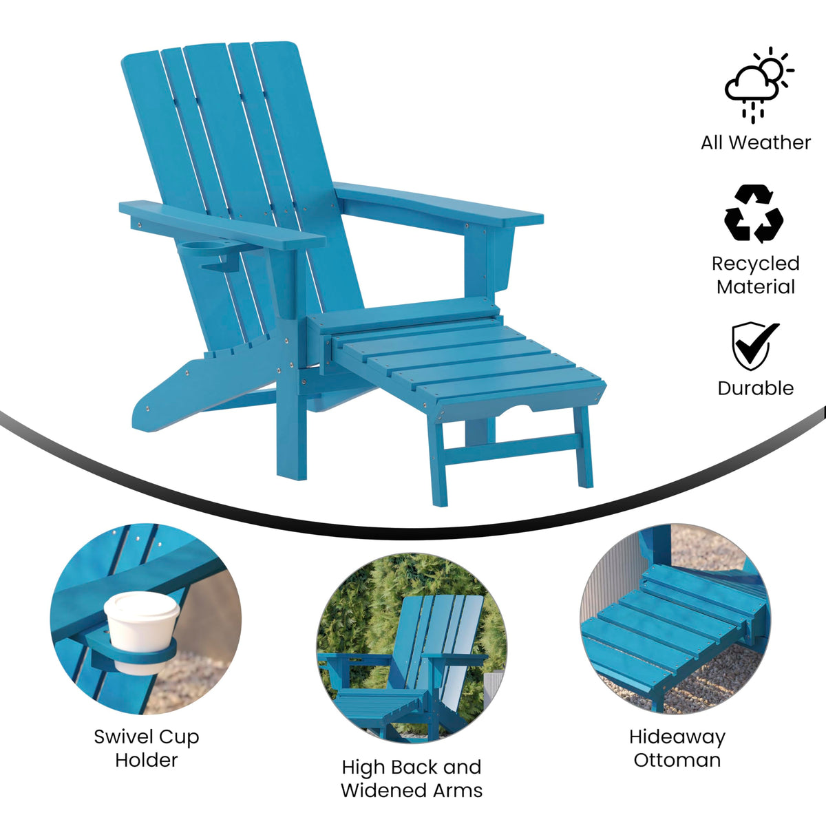 Blue Adirondack Lounge Chair with Ottoman E40192