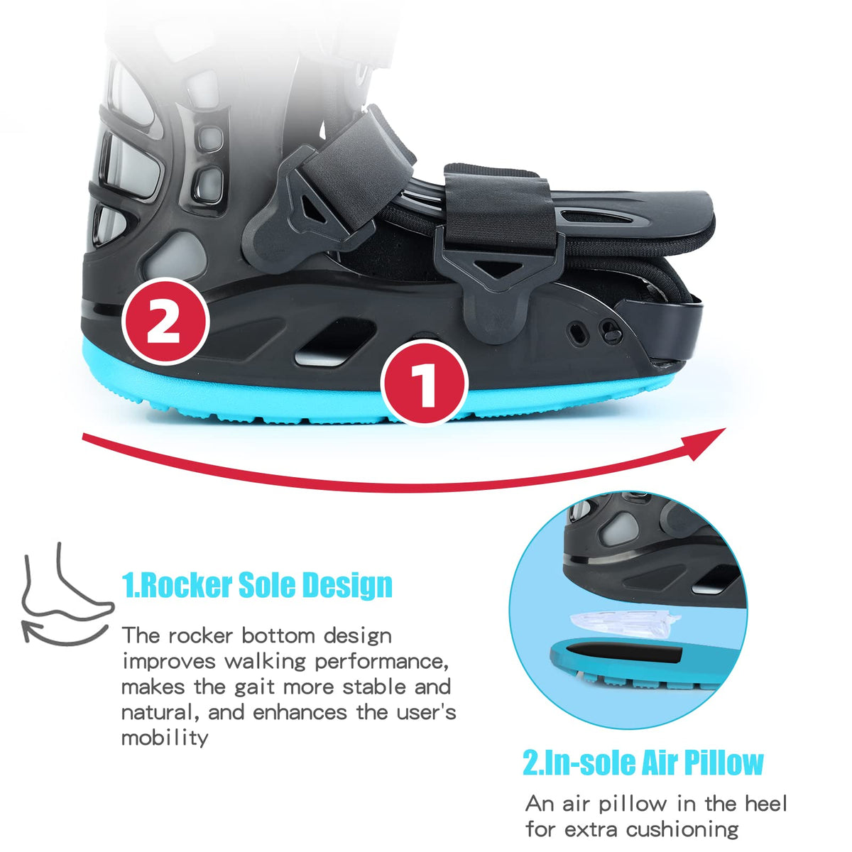 Black Medium Inflatable Walking Boot Q7874