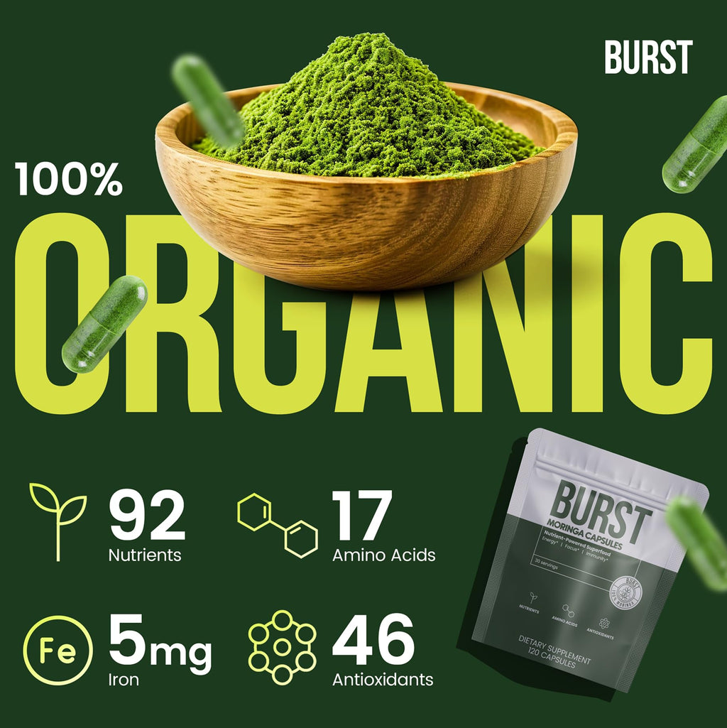 Organic Moringa Leaf Capsules 120 Ct Y495