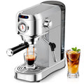 20 Bar Compact Stainless Steel Espresso Machine with Milk Frother Y547527
