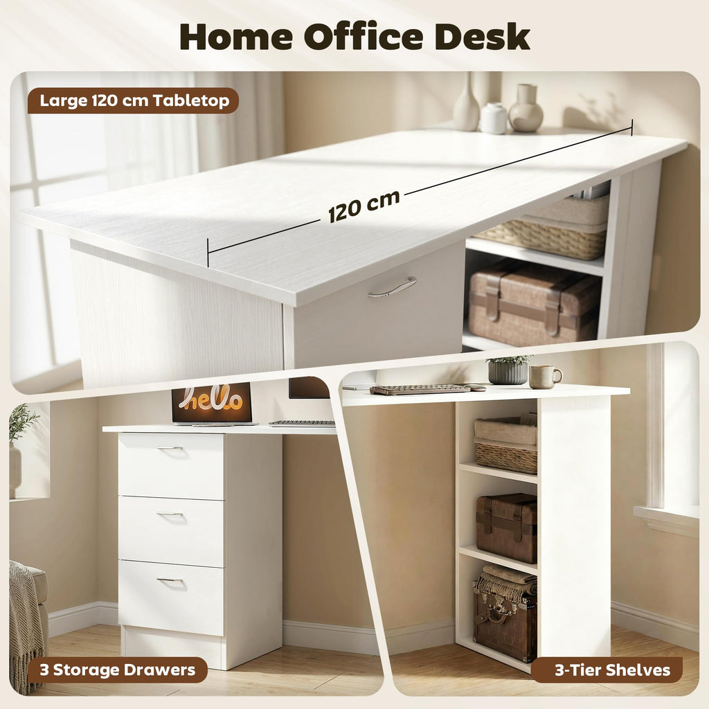 White Computer Desk with Drawers X33735
