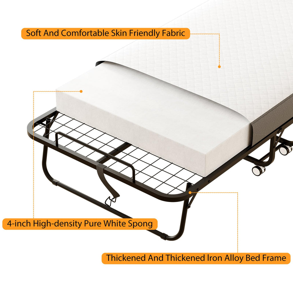 Folding Bed with Memory Foam Mattress U962