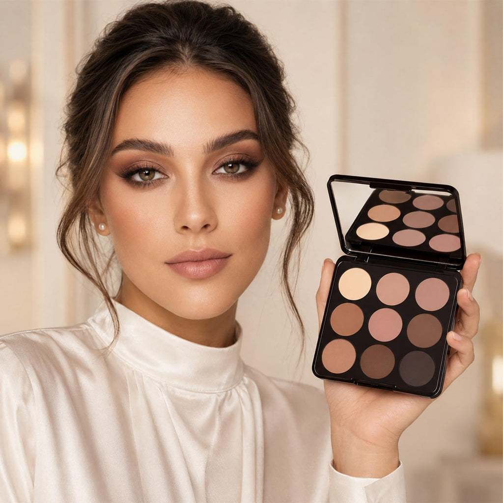 Neutral Nude 9 Colors Matte Eyeshadow Palette with Mirror I641897