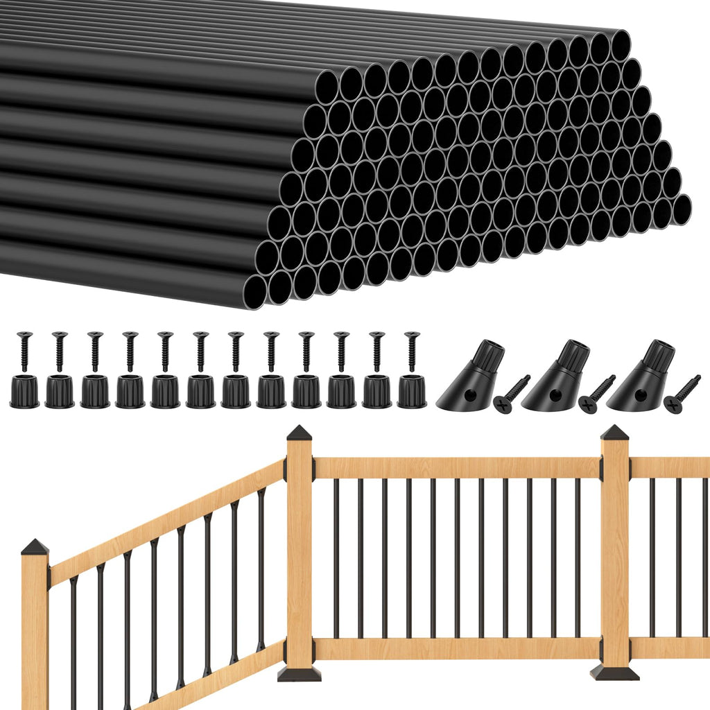 26" Black Aluminum Deck Balusters 120 Pack Q728706