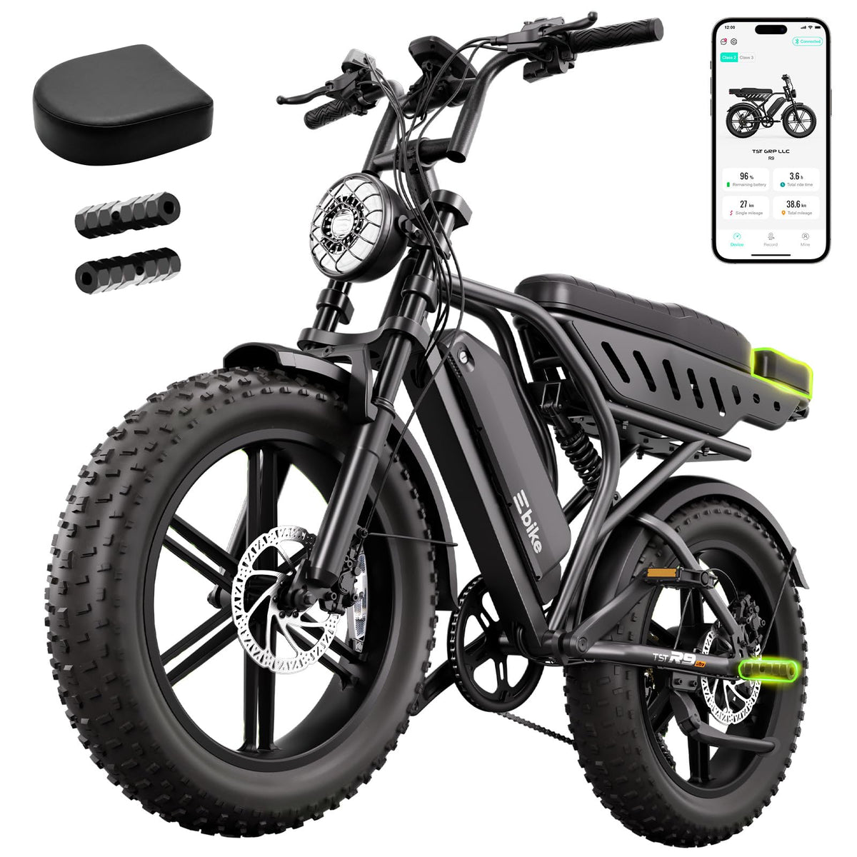 Electric Bike 48V 15Ah Battery 1500W Peak Motor 20 * 4.0 Fat Tire U31144