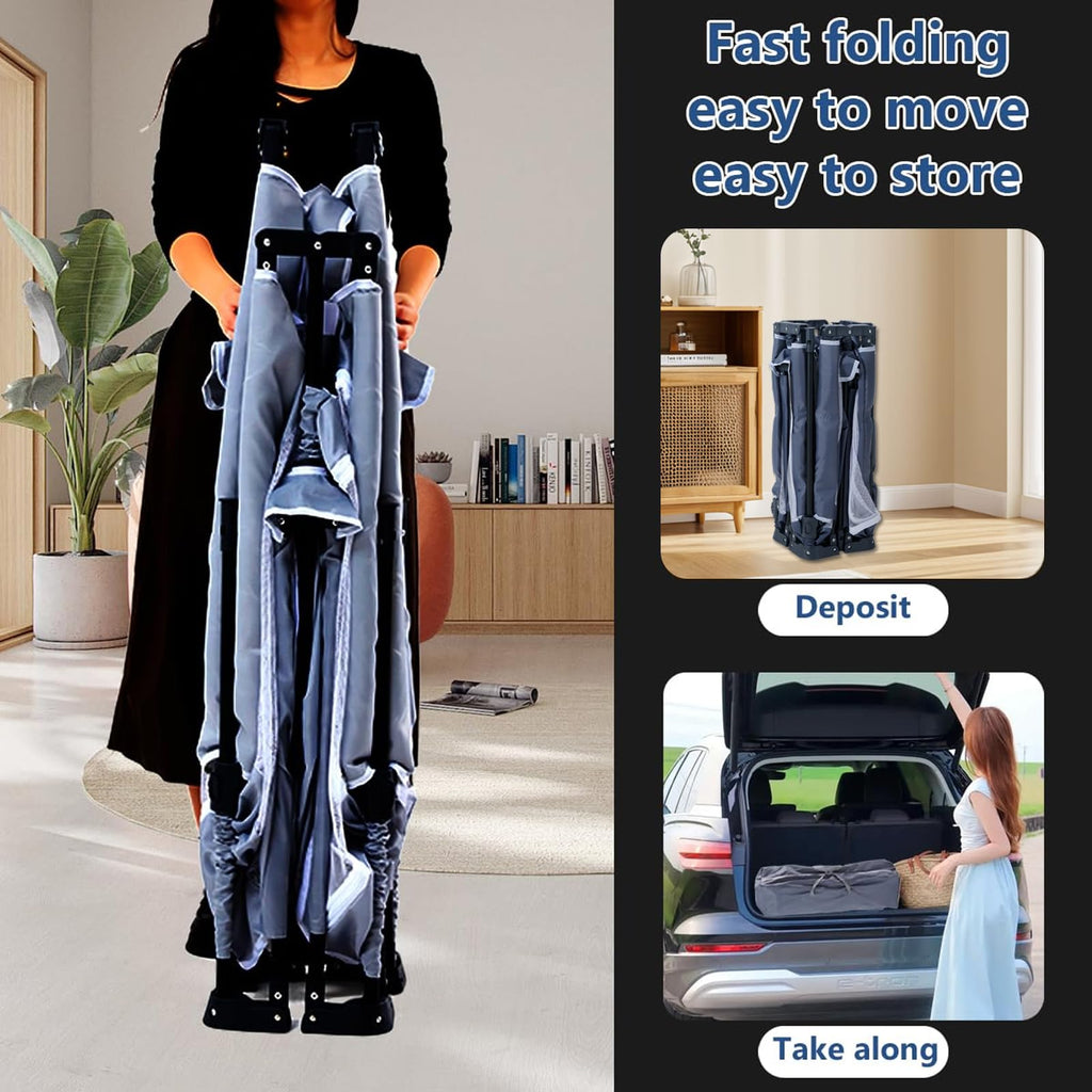 Foldable Baby Playpen with Mat and Storage Bags O8683