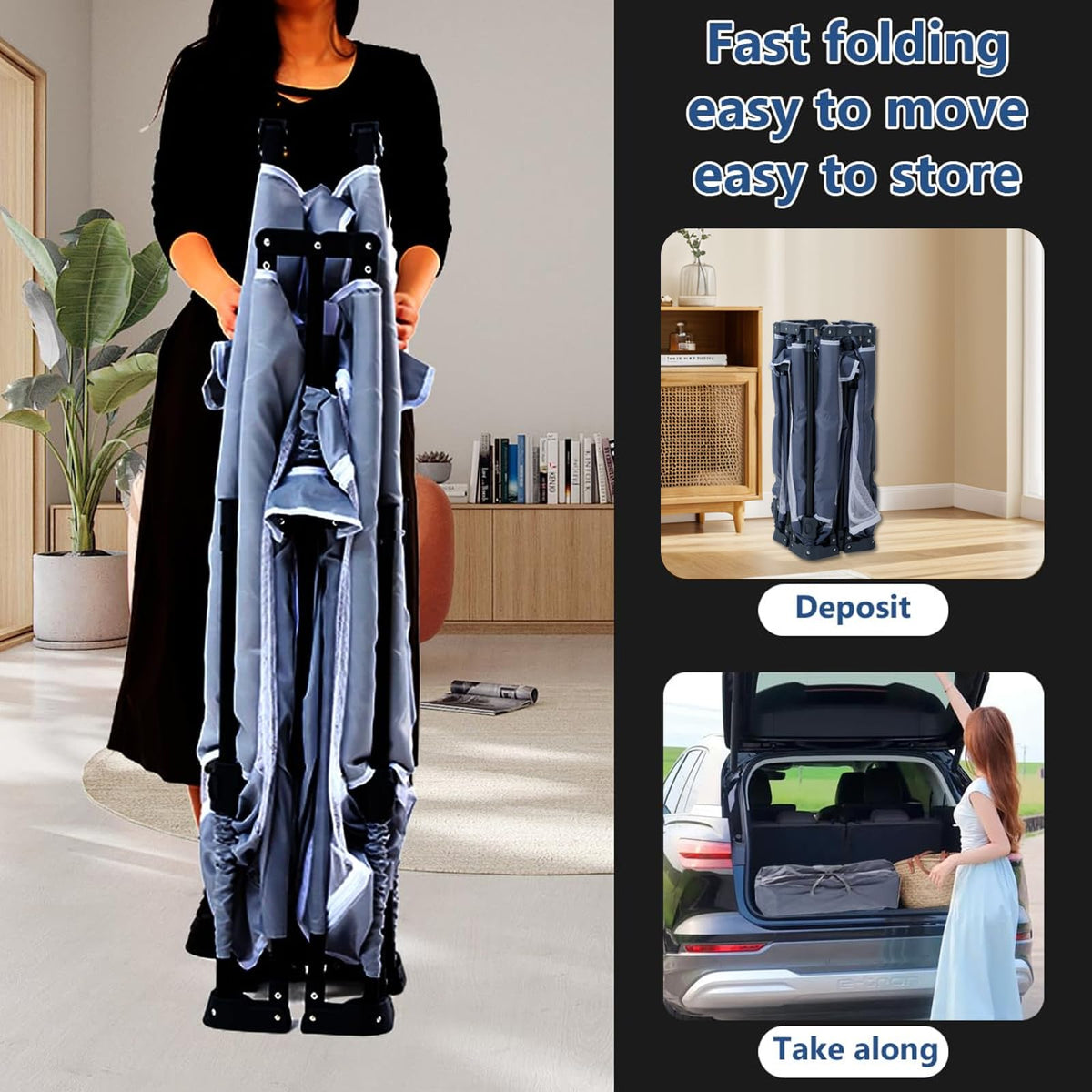 Foldable Baby Playpen with Mat and Storage Bags O8683