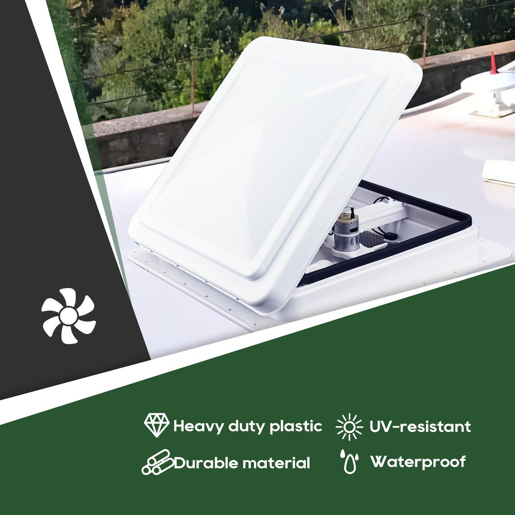 14x14 White 12V RV Roof Vent Fan L407