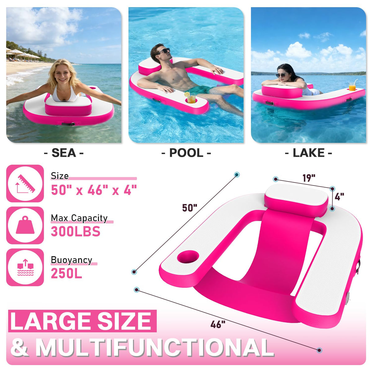 Pool Floats with Cup Holder & Headrest L2371