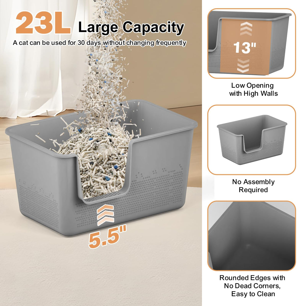 Extra Large High Sided Cat Litter Box A47588
