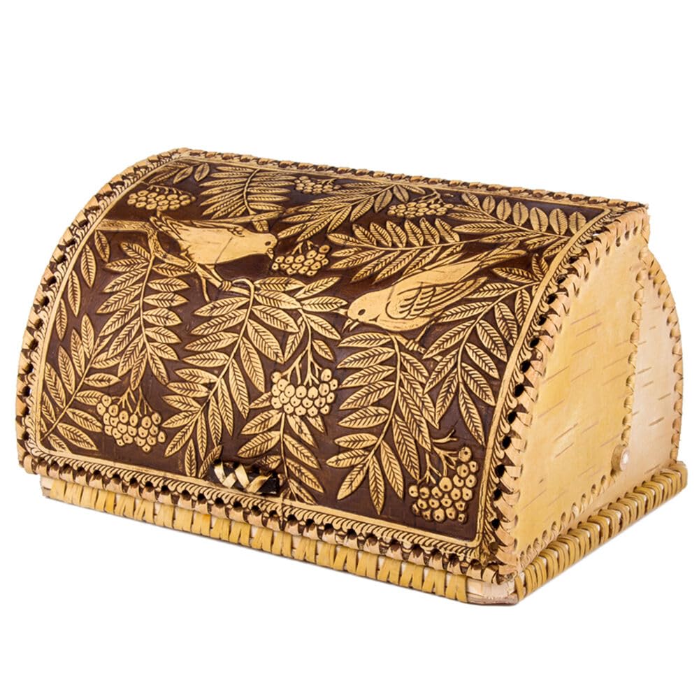 Birds Pattern Birch Bark Bread Box T67125