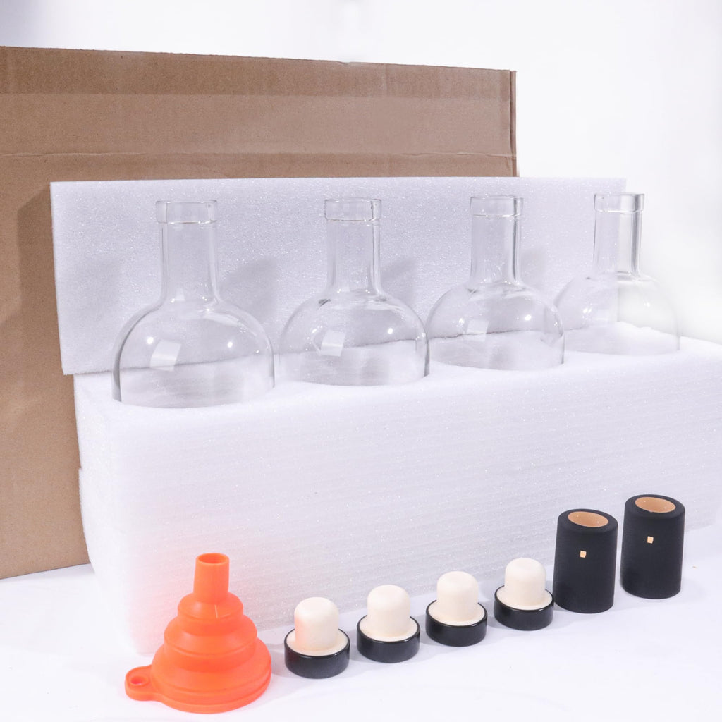 4 Pack 25oz Clear Glass Bottles with Cork Lids W34551