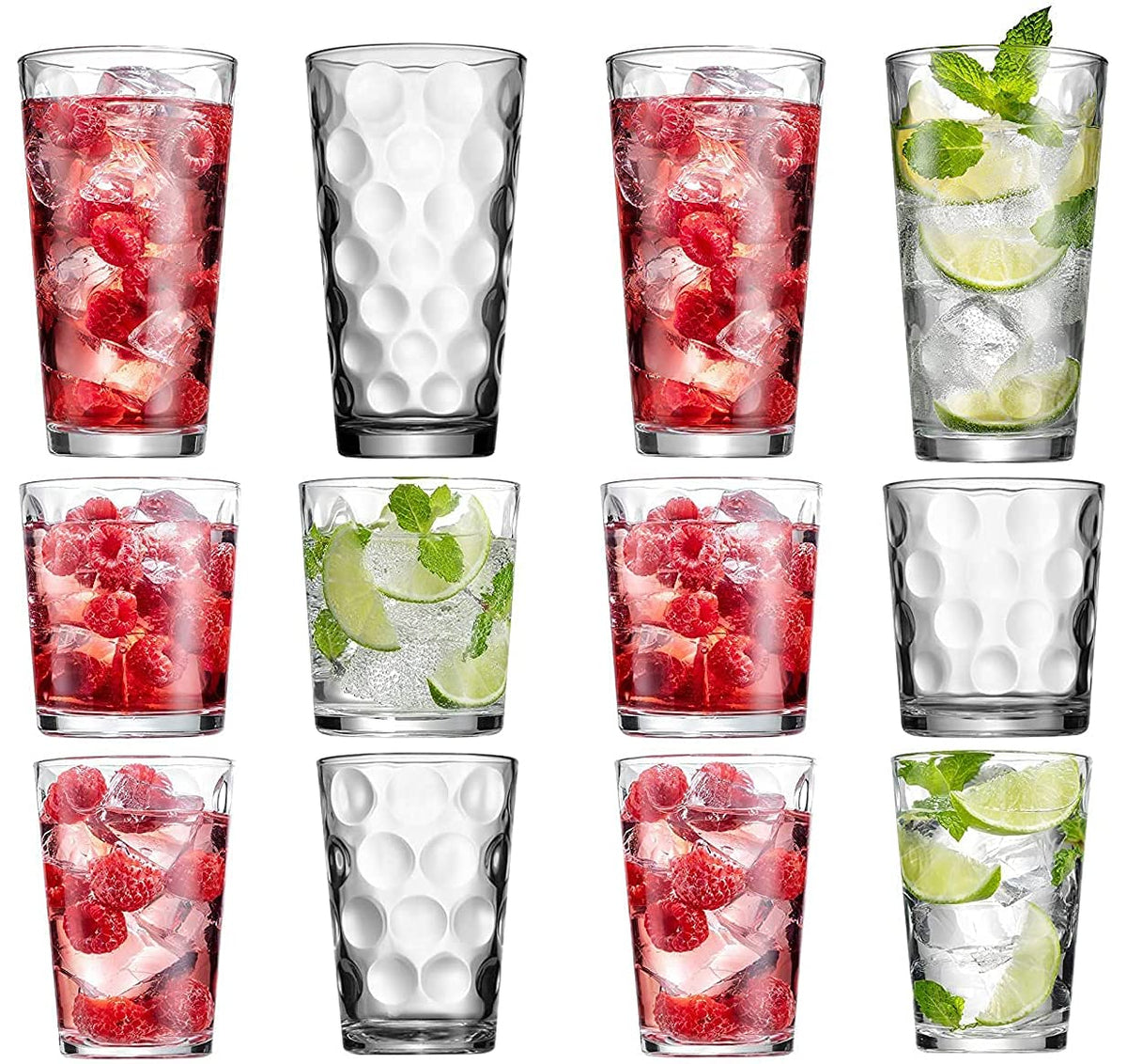 Set of 12 Stackable Drinking Glasses Y260